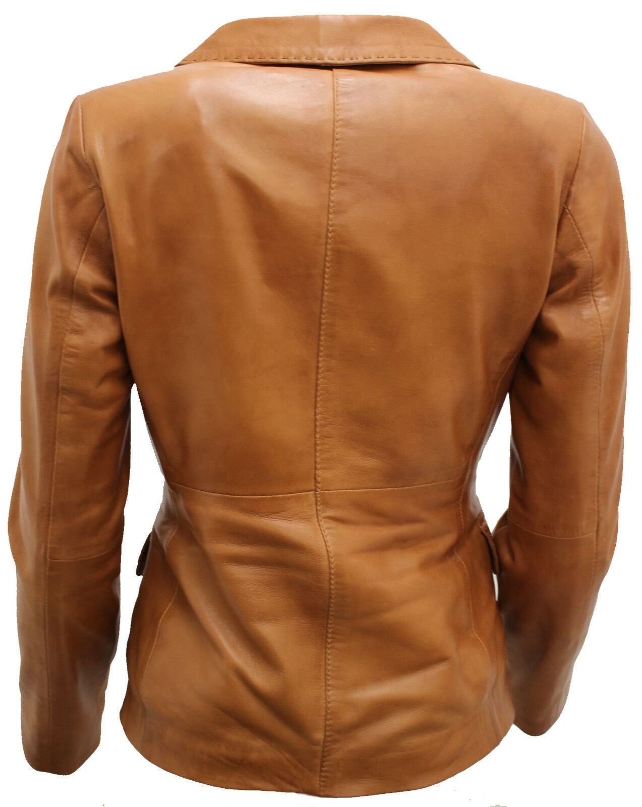 Womens 2 Button Leather Blazer Jacket-Newport