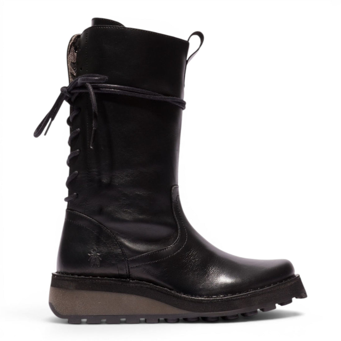 Fly London Women’s Black Leather Mid-Calf Long Boots - HEIG229