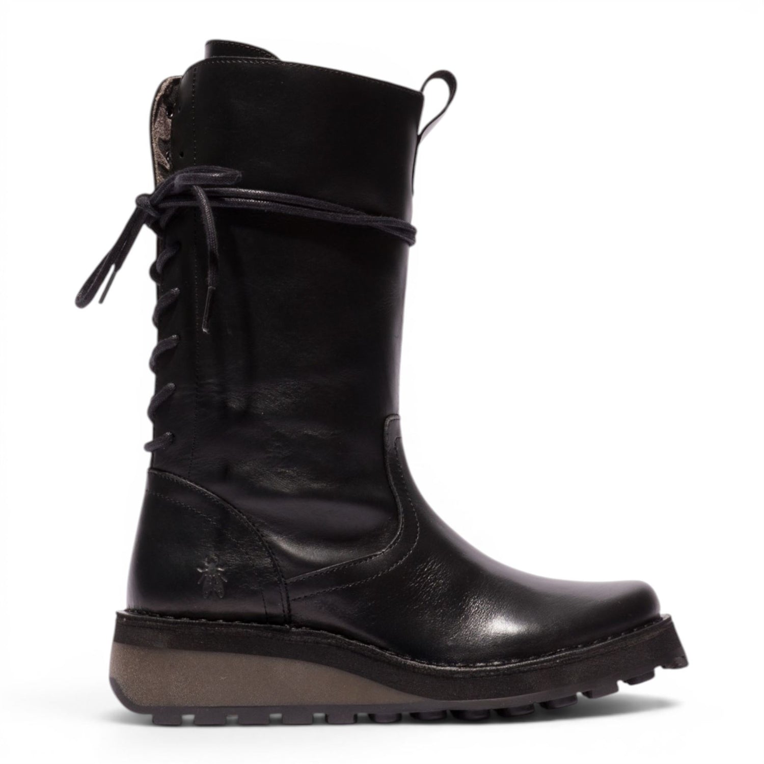 Fly London Women’s Black Leather Mid-Calf Long Boots - HEIG229