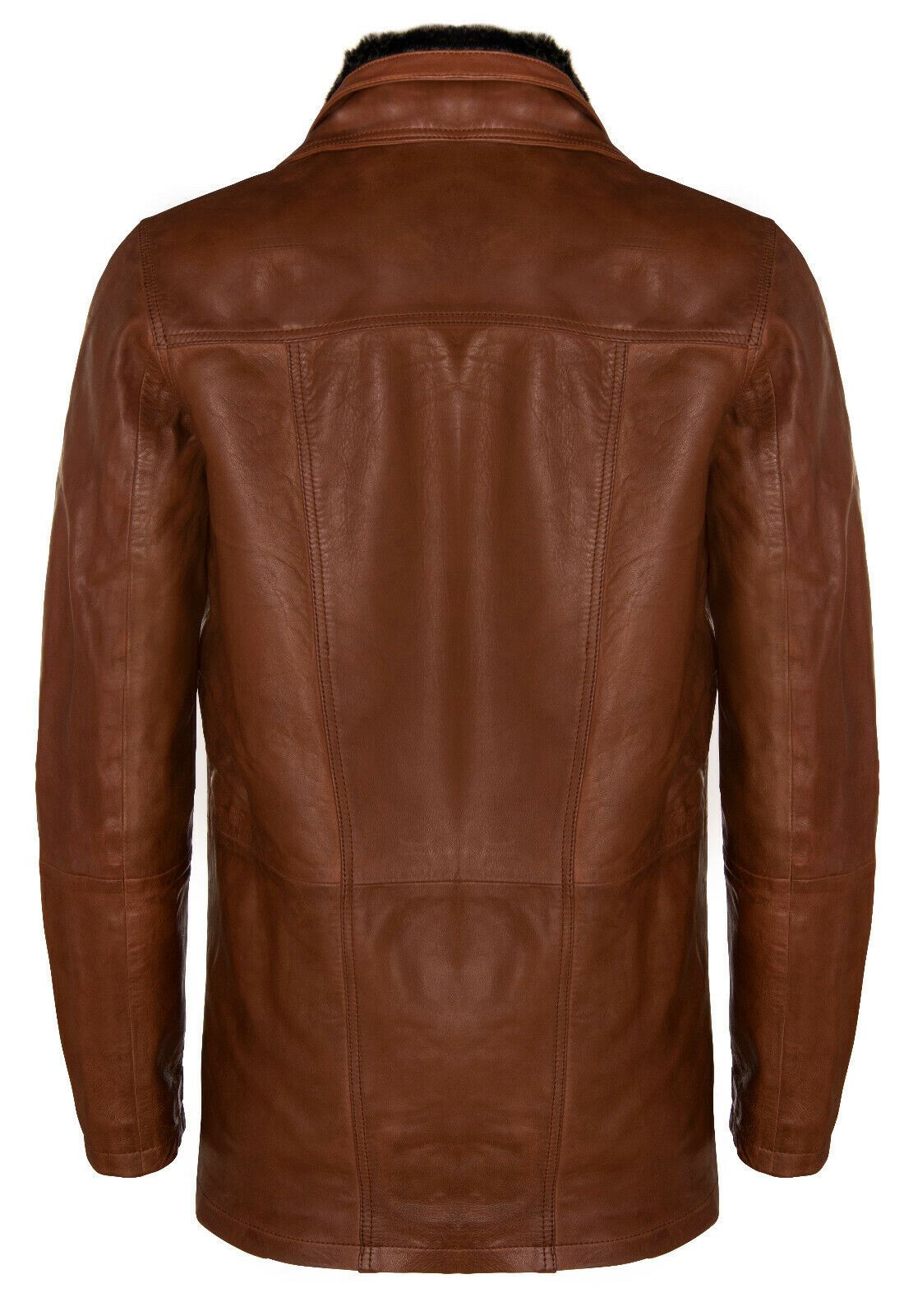 Mens Mid-Length Leather Trench Overcoat-Elland