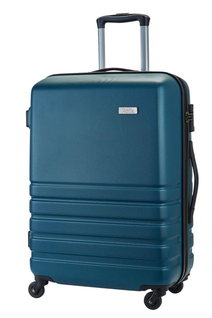Hard Shell Teal Blue Suitcase Set 4 Wheel Cabin Luggage Trolley Travel Bag