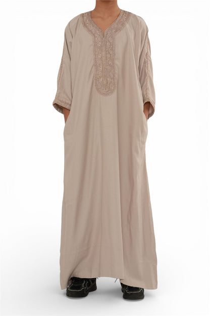 Kids Boys Moroccan Thobe Robe Djellaba Gandoura Eid Jubba- K-HM66
