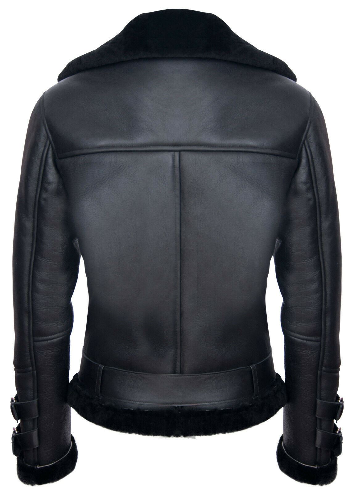 Mens Winter Sheepskin Leather Biker Jacket-Hayle - Upperclass Fashions 