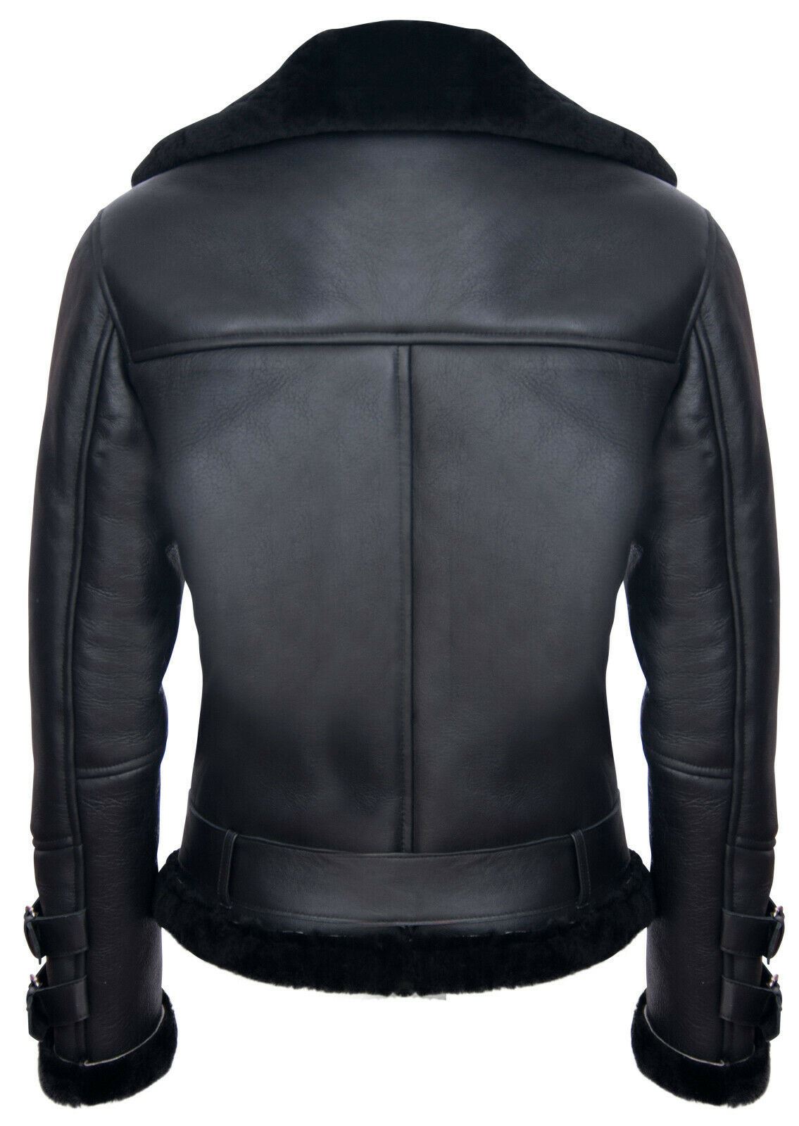 Mens Winter Sheepskin Leather Biker Jacket-Hayle