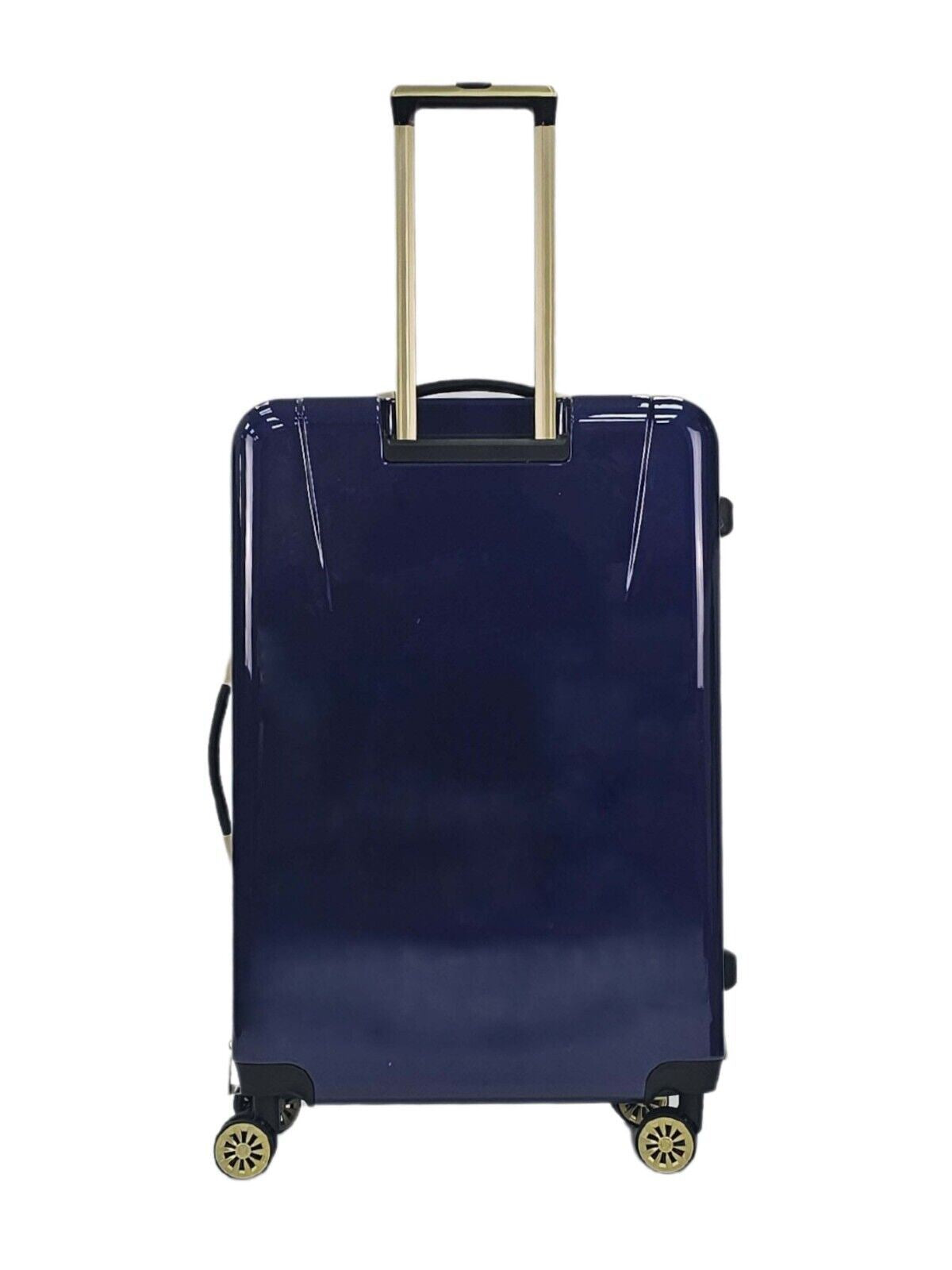 Hard Shell Blue 4 Wheel Suitcase Flower Print Luggage Cabin