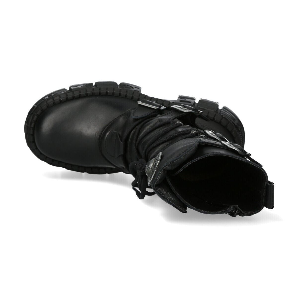 New Rock Mid-Calf Leather Goth Boots-WALL373-S5