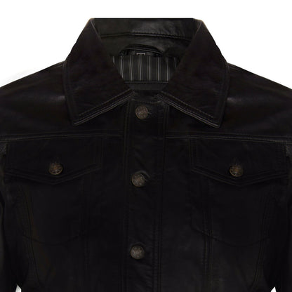 Mens Leather Trucker Jacket-Dartford