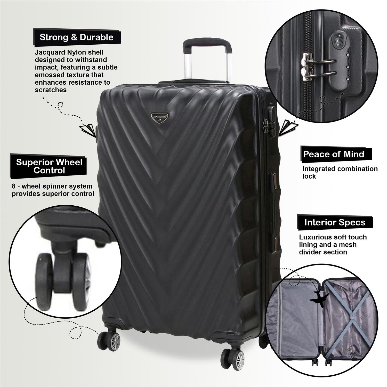 Chatom Large Hard Shell Suitcase in Black