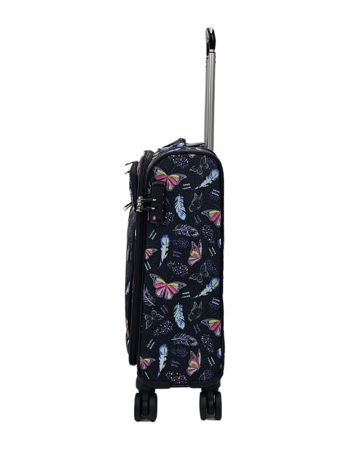 Lightweight Suitcases 8 Wheel Luggage Butterfly Travel Soft Bags