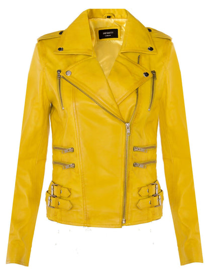 Womens Leather Brando Biker Jacket - Orlando