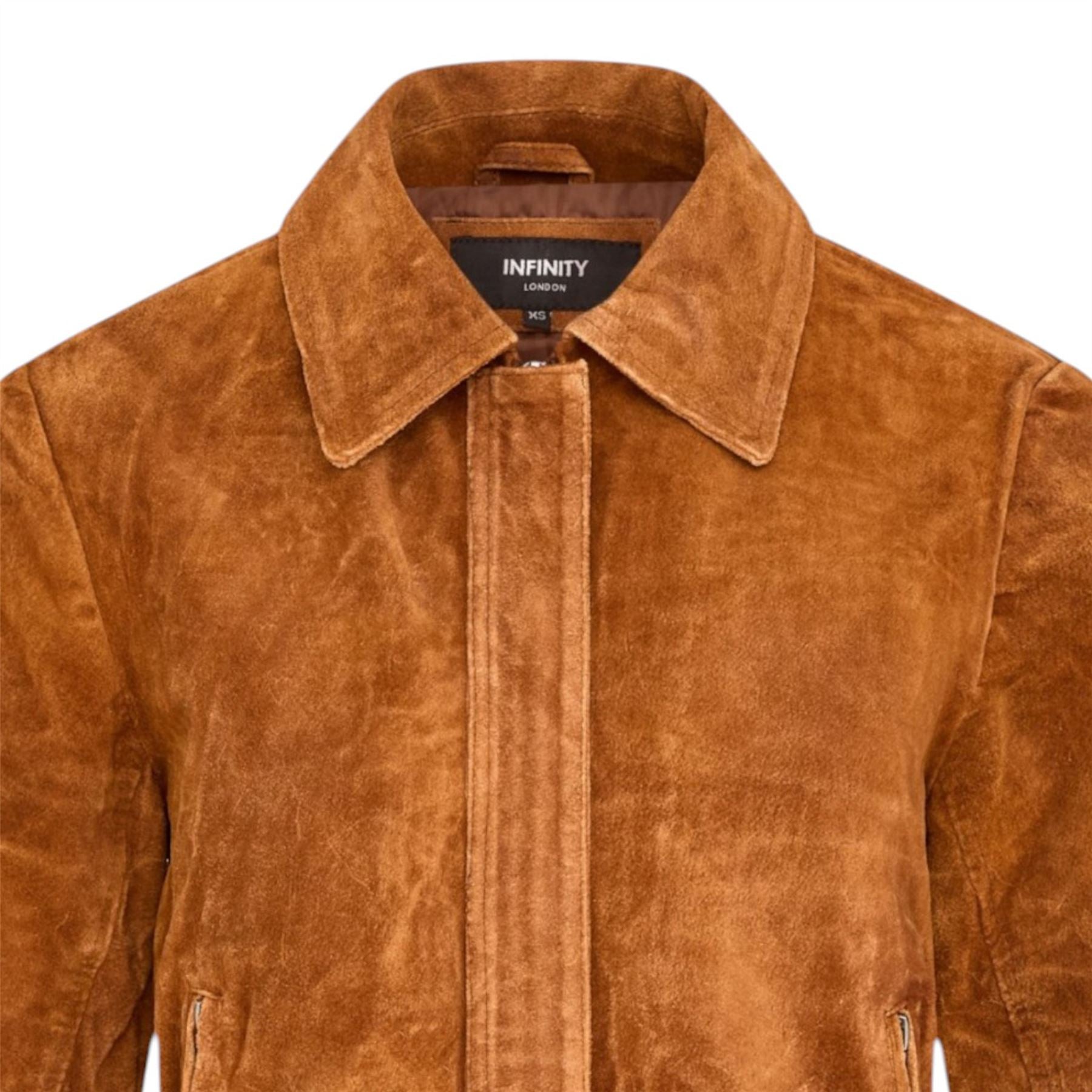 Women’s Tan Suede Leather Bomber Blouson Jacket - Varsity