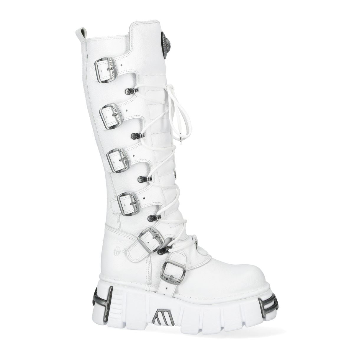 New Rock M-272-C69 Knee High White Leather Gothic Boots