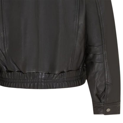 Womens Leather Biker Bomber Oversized Jacket - Blouson