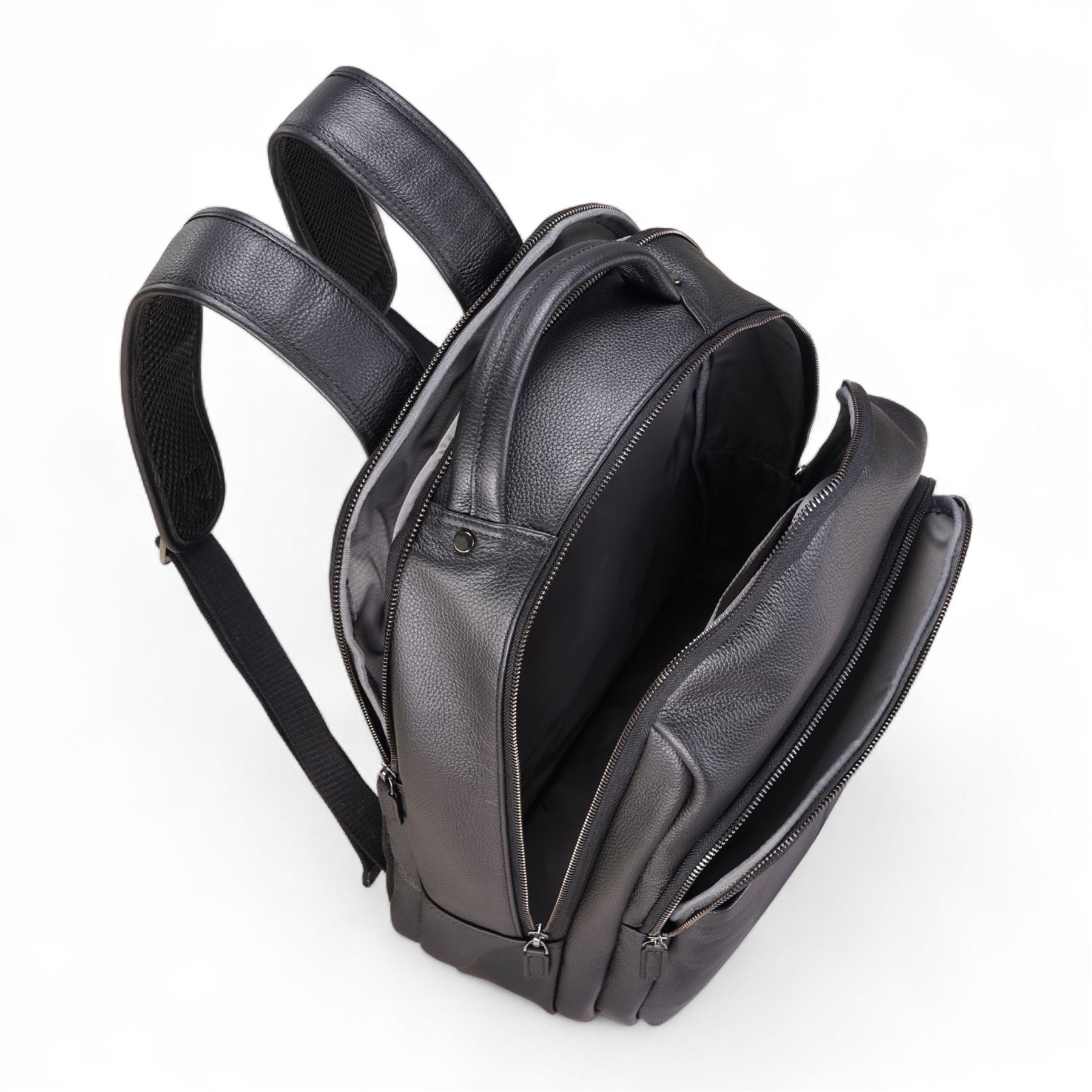 Genuine Leather Black Vintage Rucksack Laptop Bag Travel Backpack - Capri