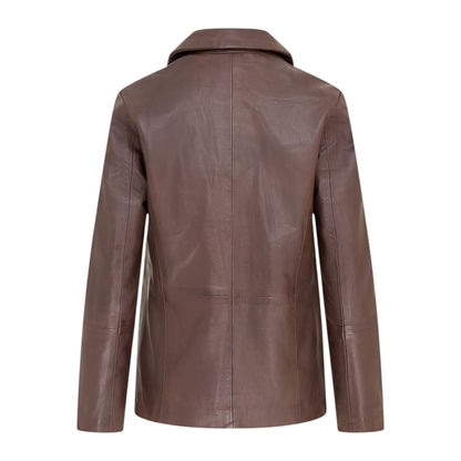 Womens One Button Leather Blazer Jacket-Newhaven