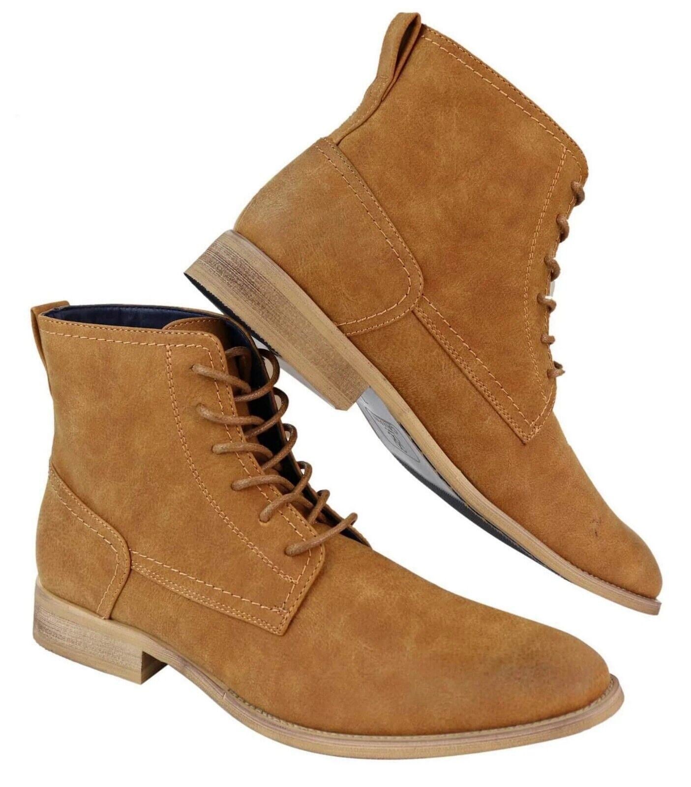 Mens Camel Matt Suede Lace Up Ankle Boots - Upperclass Fashions 
