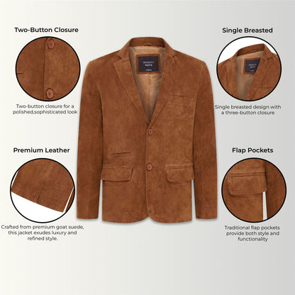 Mens Slim Goat Suede Italian Blazer Jacket-Somero