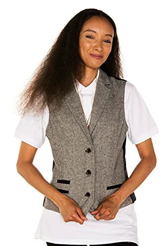 Womens Tweed 1920s Herringbone Light Grey Waistcoat - Upperclass Fashions 