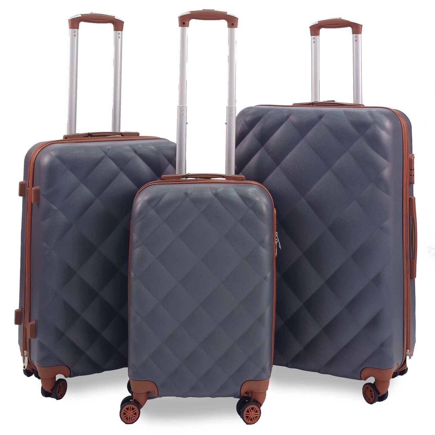 Grey Hard Shell Suitcase Luggage Set Travel Cabin Bag