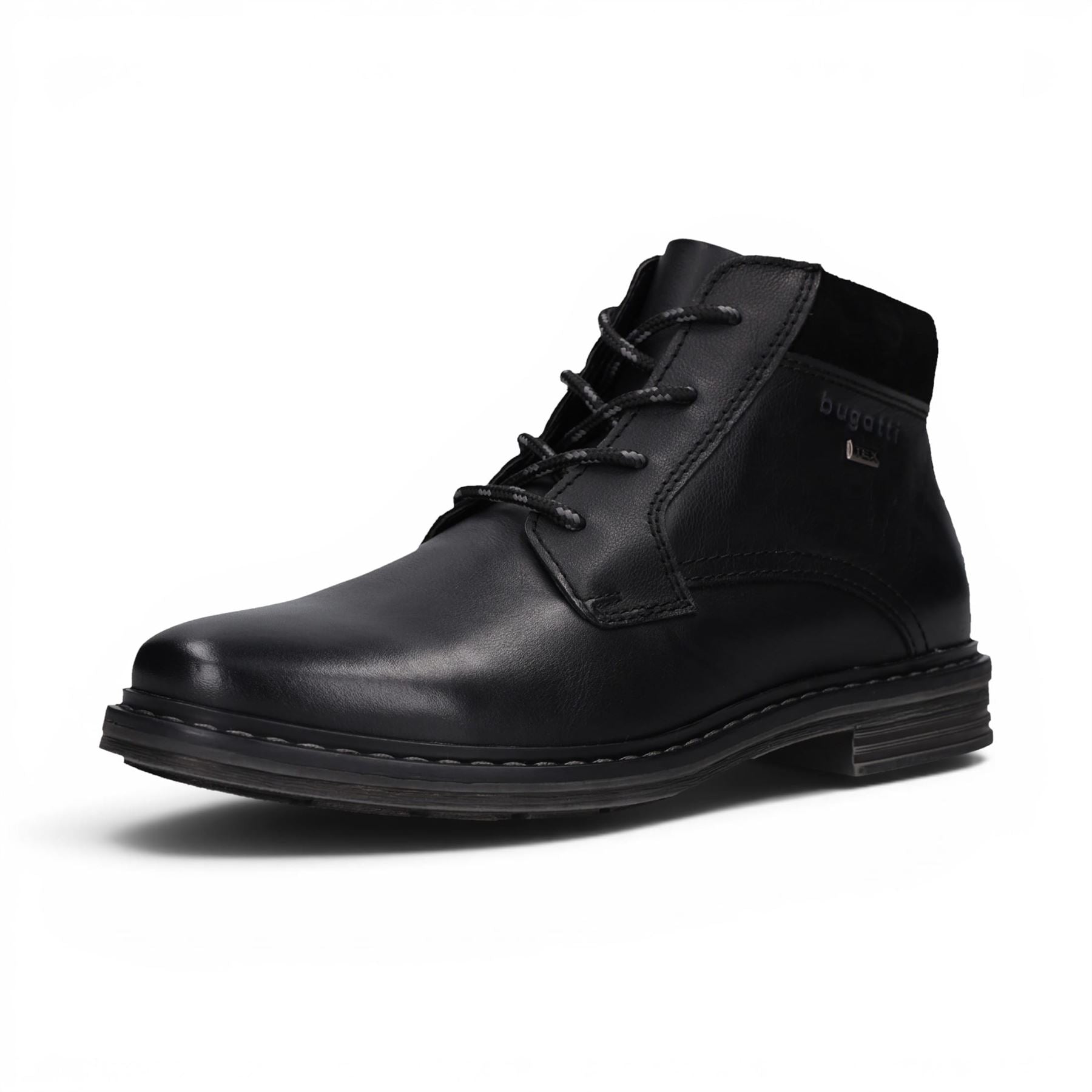 Bugatti Mens Black Leather Lace-up Chukka Ankle Boots - Rigalo Evo
