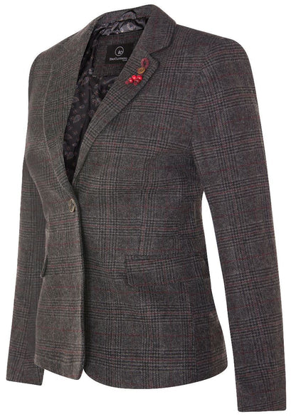 Womens Tweed 1920s Herringbone Charcoal Blazer