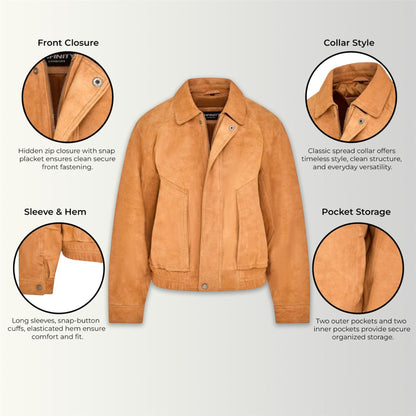 Womens Leather Biker Bomber Oversized Jacket - Blouson