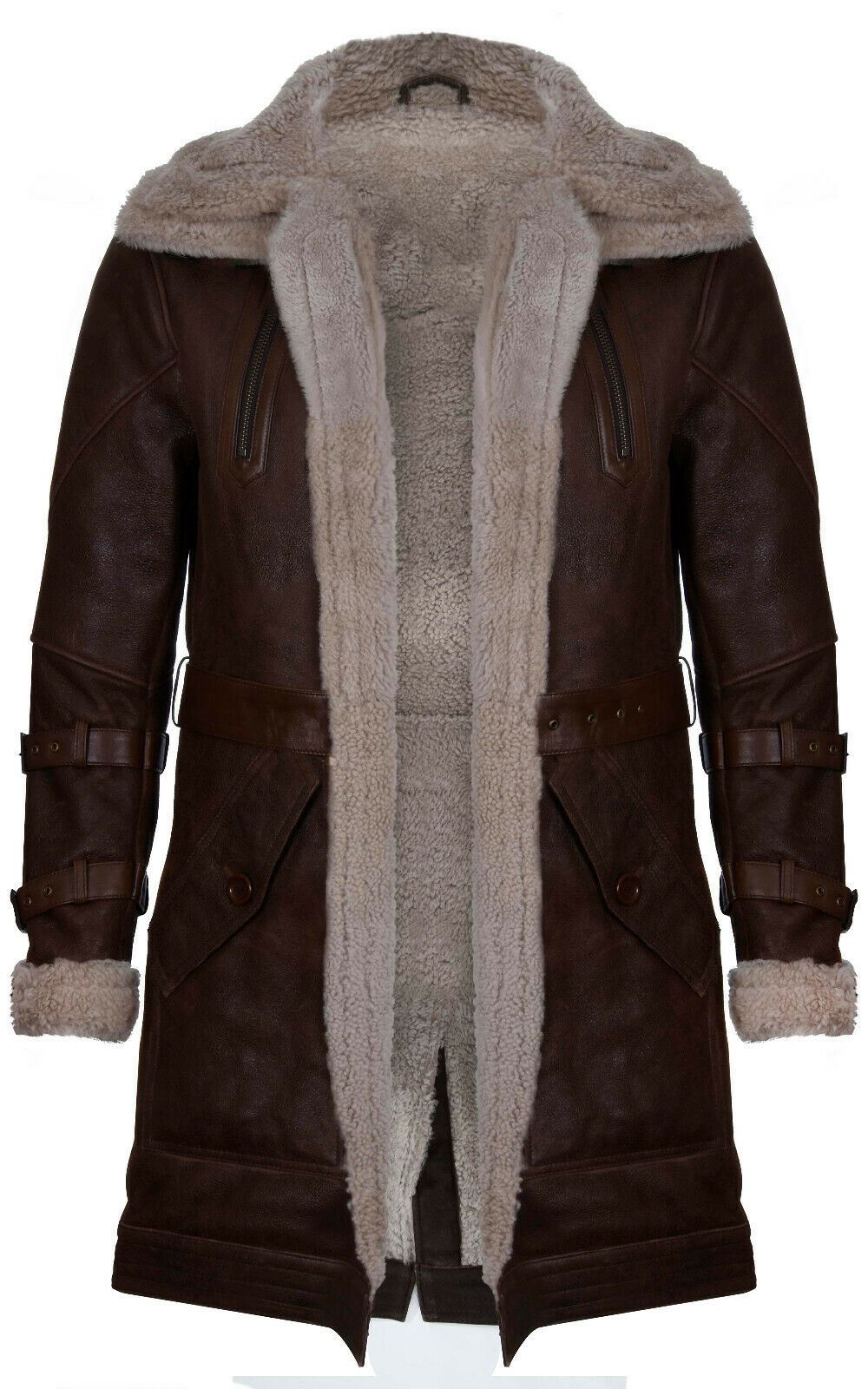 Mens 3/4 Length Sheepskin Leather Overcoat-Kendal