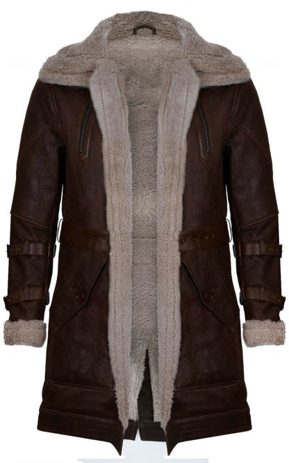 Mens 3/4 Length Sheepskin Leather Overcoat-Kendal