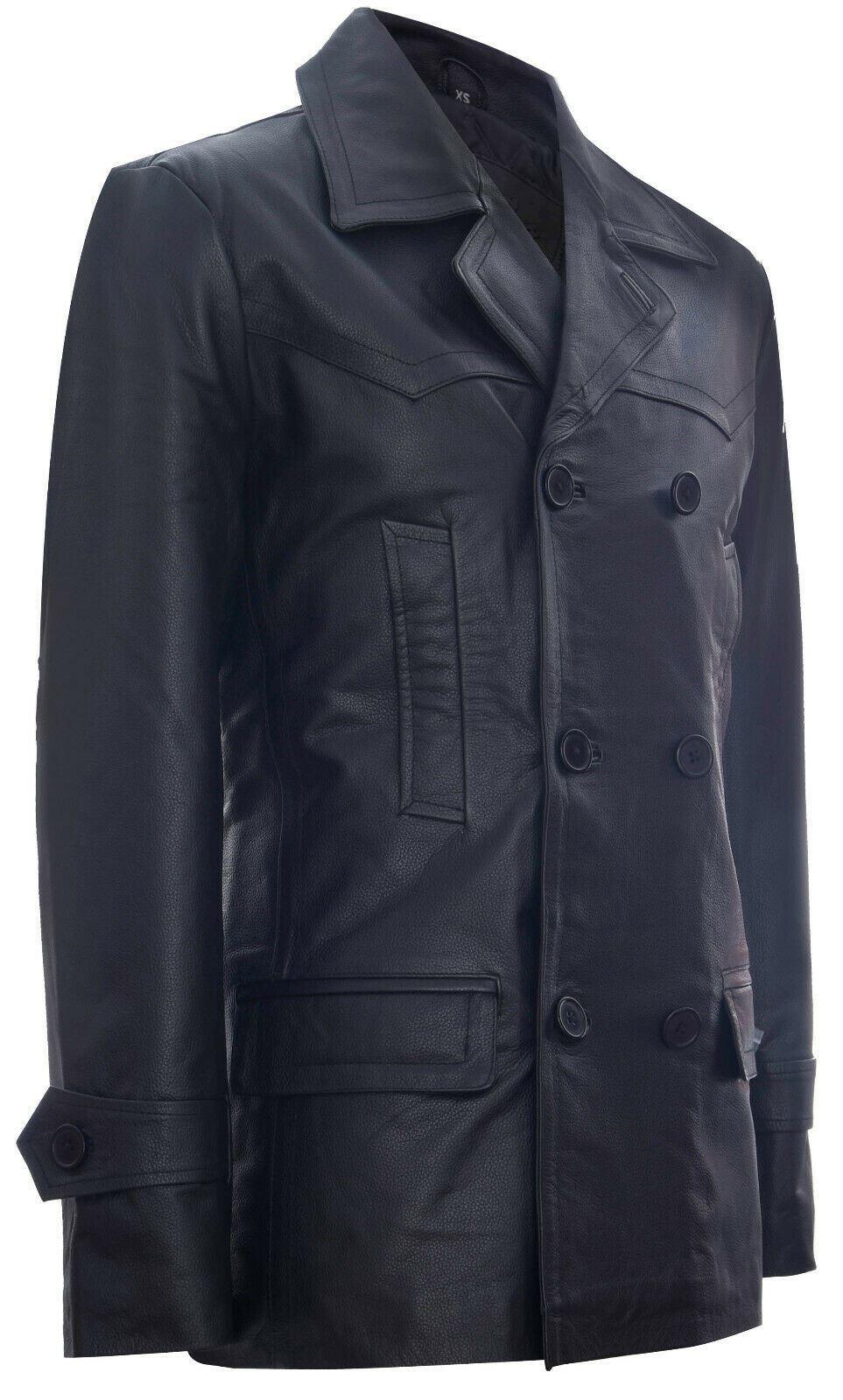 Mens Leather CowHide German Peacoat-Epping