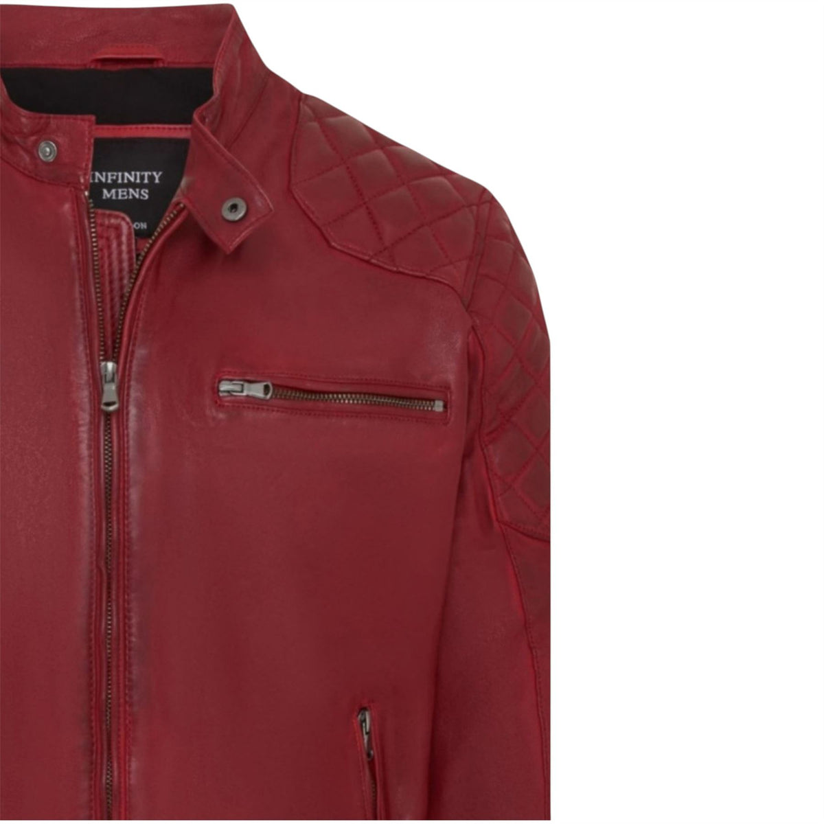 Mens Leather Quilted Shoulder Biker Jacket - Rock