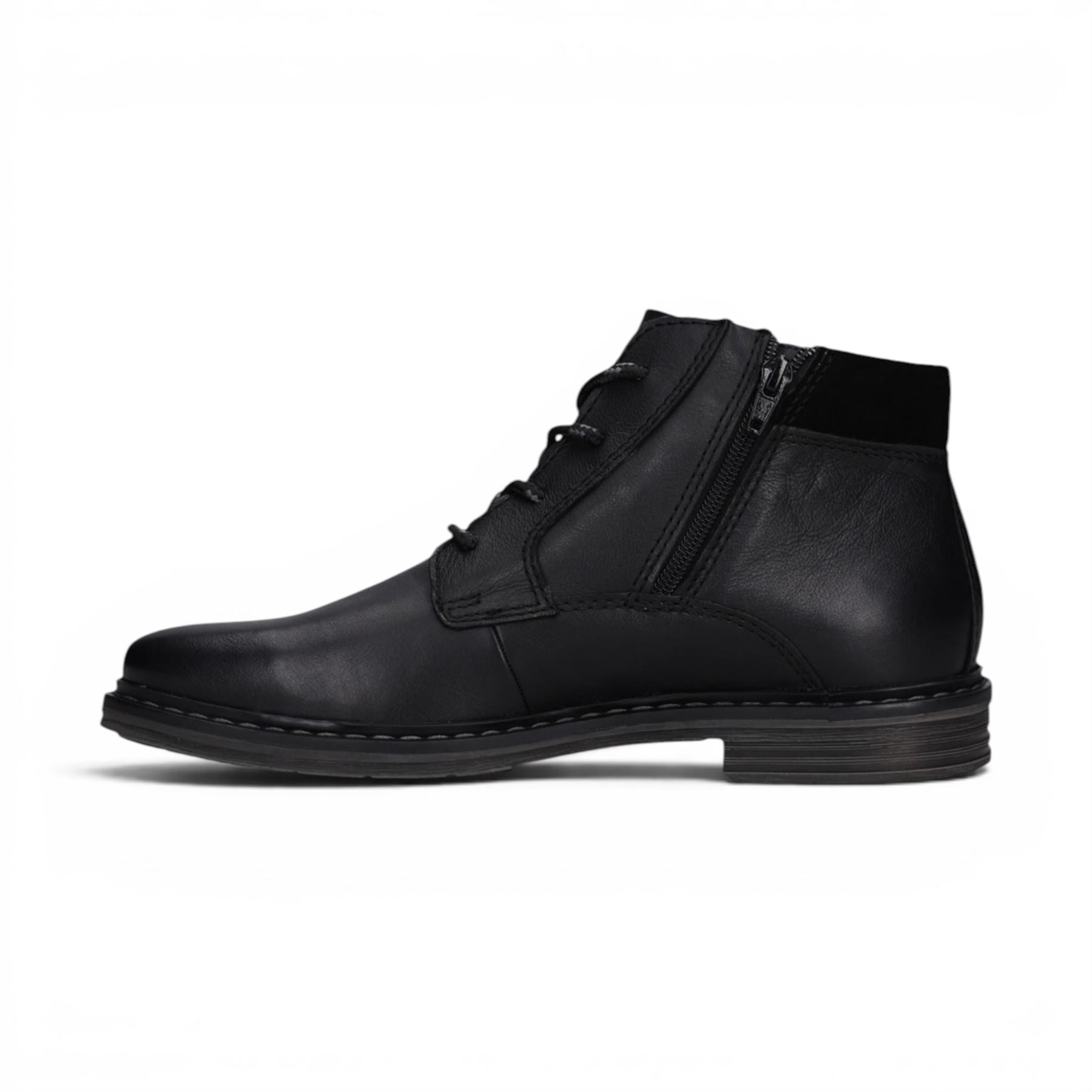 Bugatti Mens Black Leather Lace-up Chukka Ankle Boots - Rigalo Evo