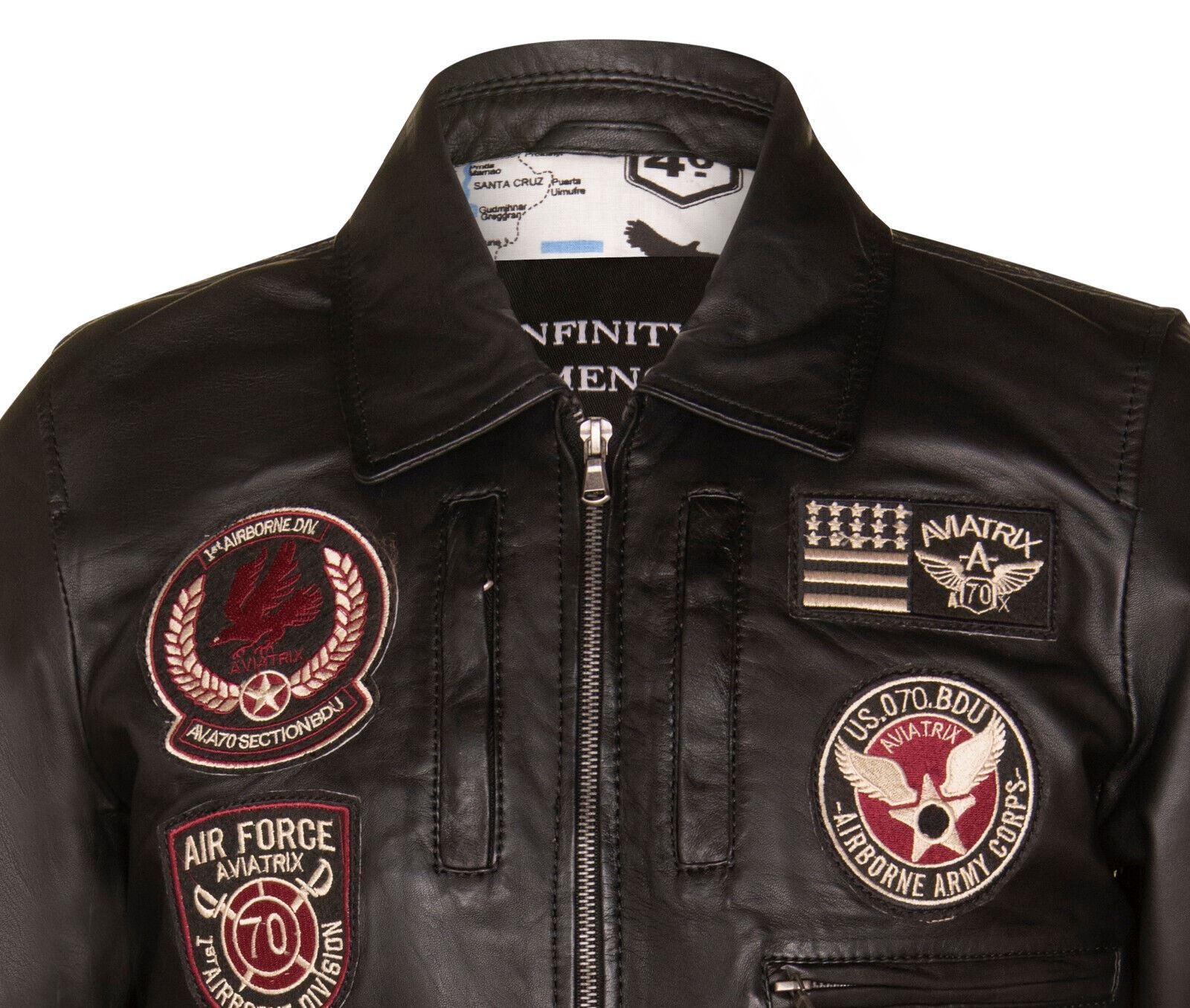 Mens Leather Pilot Bomber Jacket - Crediton