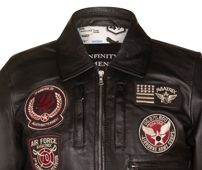 Mens Leather Pilot Bomber Jacket - Crediton