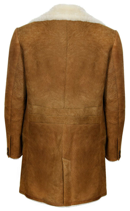 Mens Long Sheepskin shearling Trench Coat-Lewes