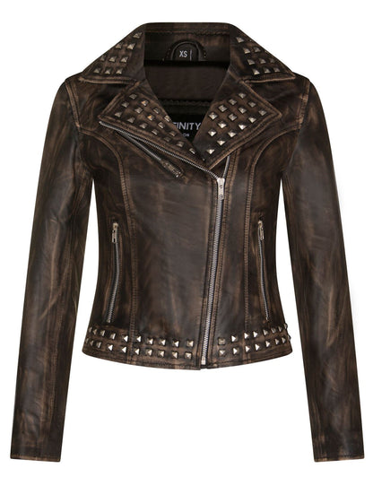 Womens Stud Goth Biker Leather Jacket-St. Albans