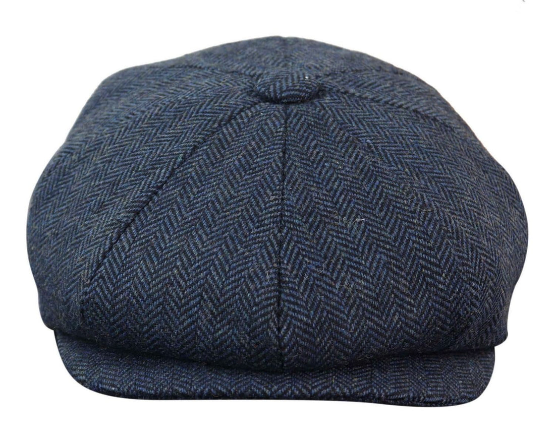 Mens Peaky Blinders Blue Tweed Gatsby Flat Baker Hat