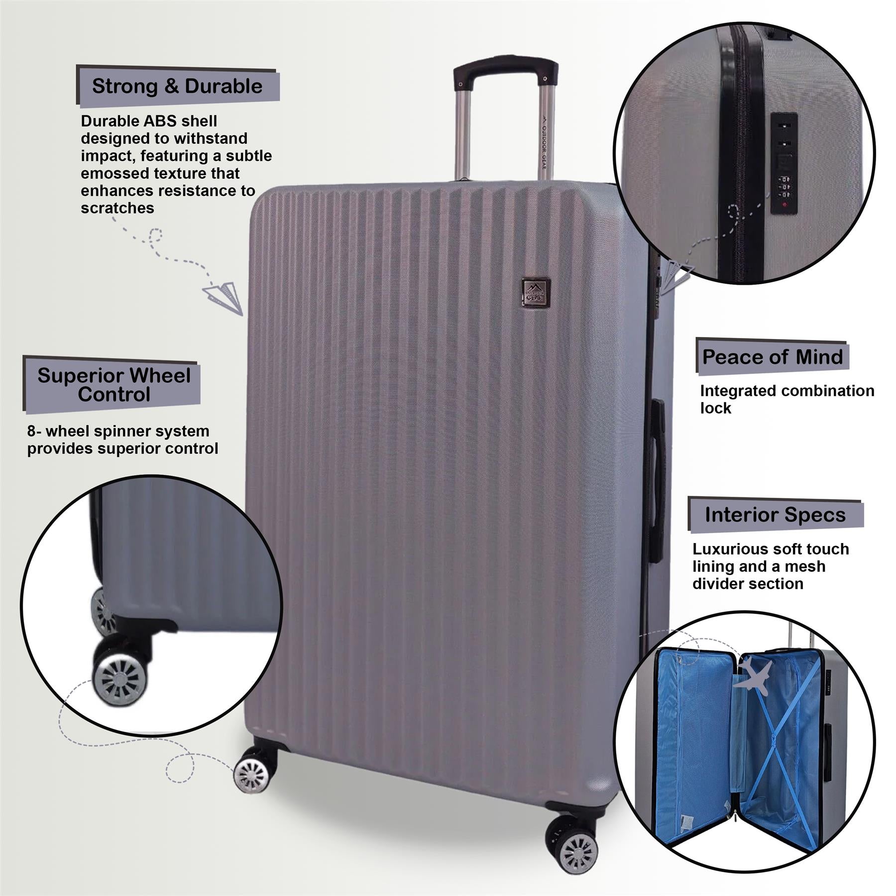 Albertville Large Hard Shell Suitcase in Silver