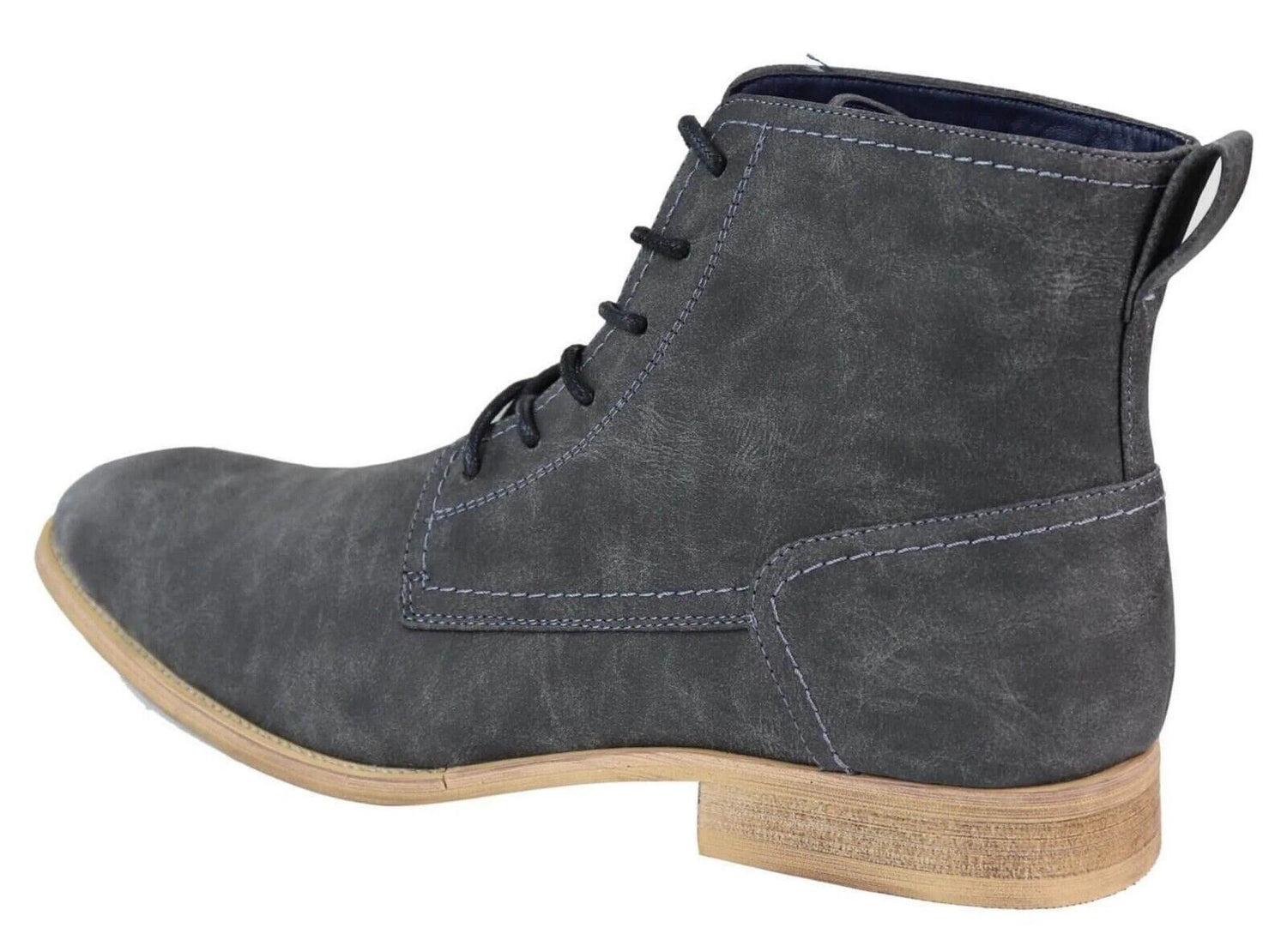 Mens Matt Grey Suede Lace Up Ankle Boots - Upperclass Fashions 