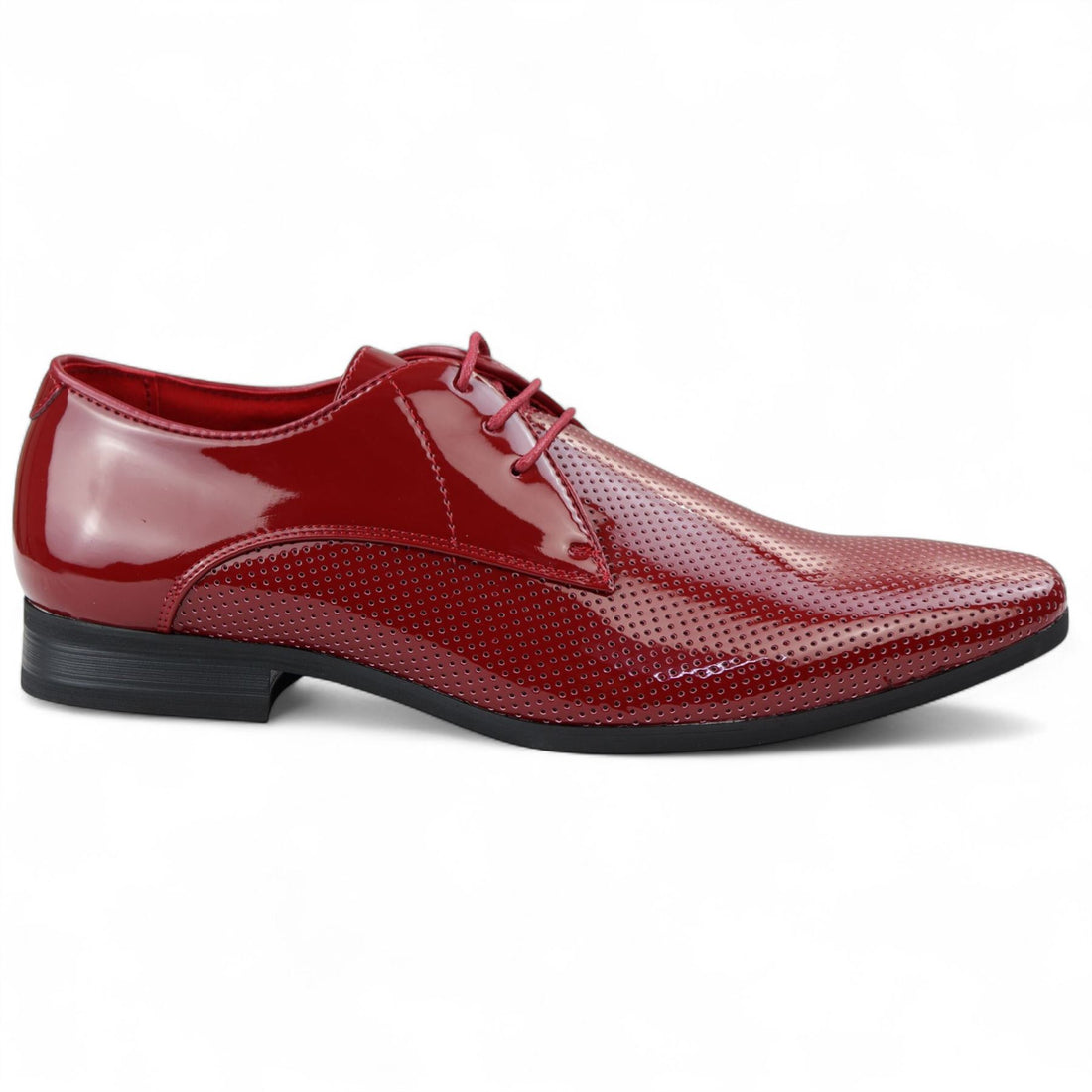 Men’s Pointed Toe Formal Lace Up Perforated Shoes