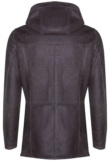 Mens Classic Sheepskin Hooded Parker Coat-Leyland