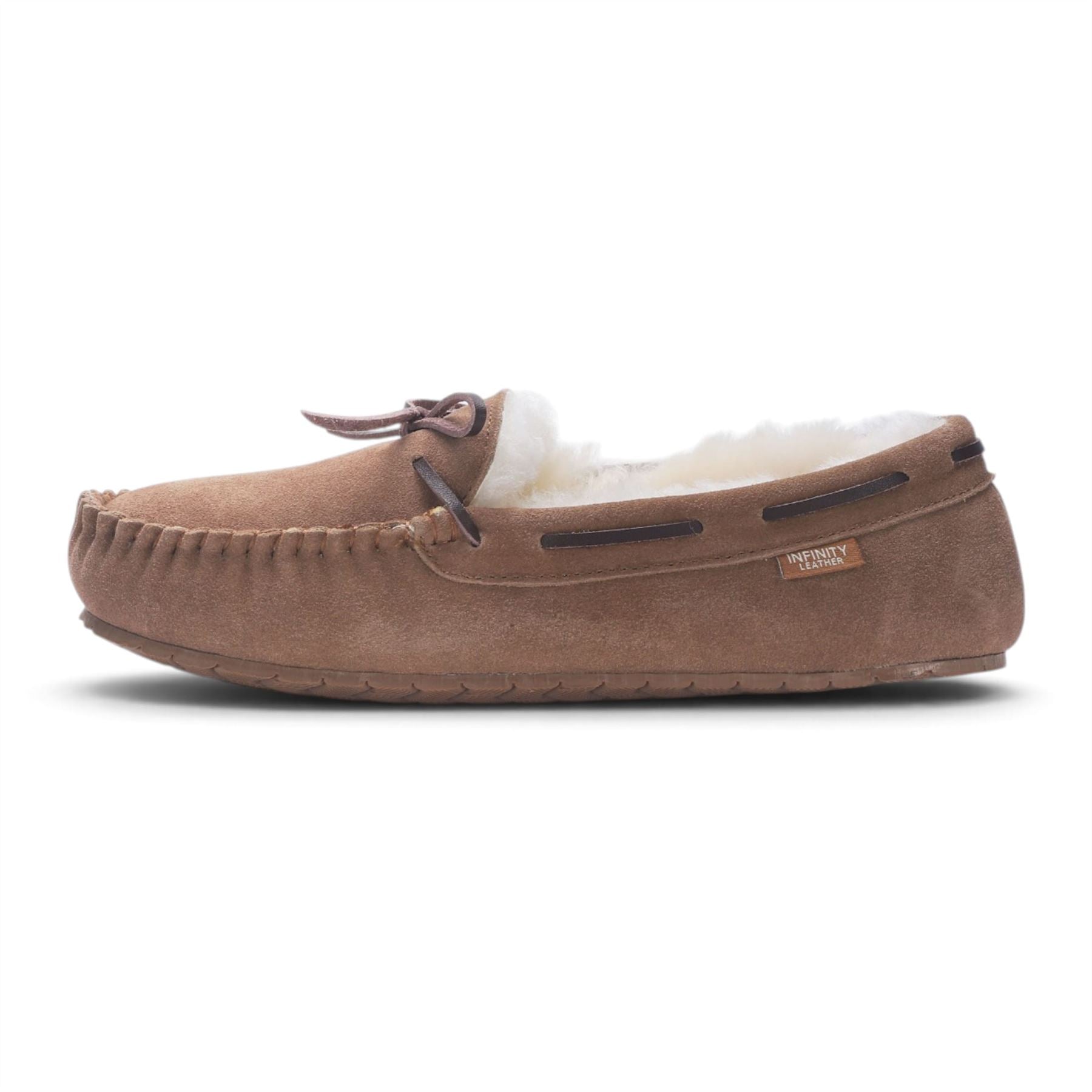 Men’s Chestnut Tan Genuine Sheepskin Moccasin Winter Slippers - Flint