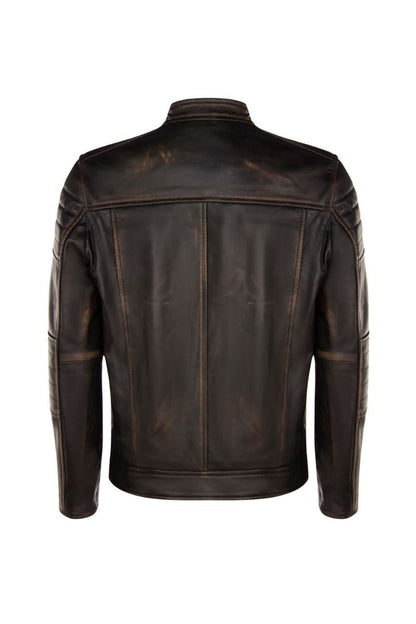 Mens Vintage Leather Retro Biker Jacket - Zakinthos - Upperclass Fashions 