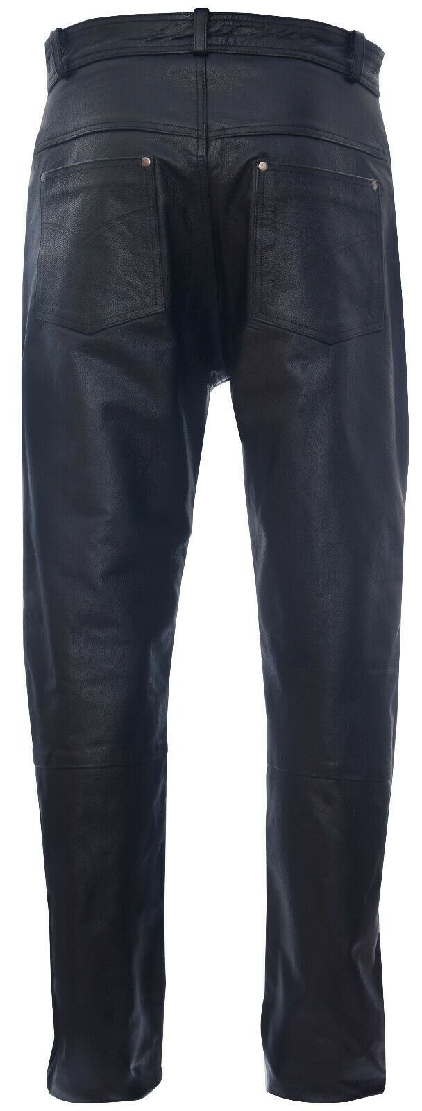 Mens Black Cowhide Leather Jeans-Hailsham