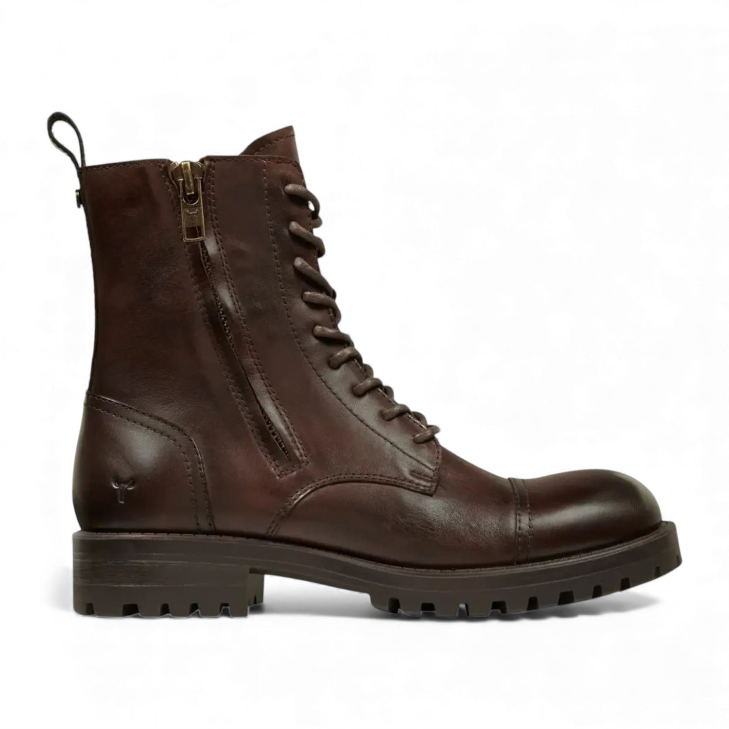 Windsorsmith Mens Marron Brown Leather Military Combat Boots - Willem