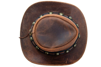 Cowboy Aussie Real Leather Hat Australian Tan Brown Western Outback Bush Hat