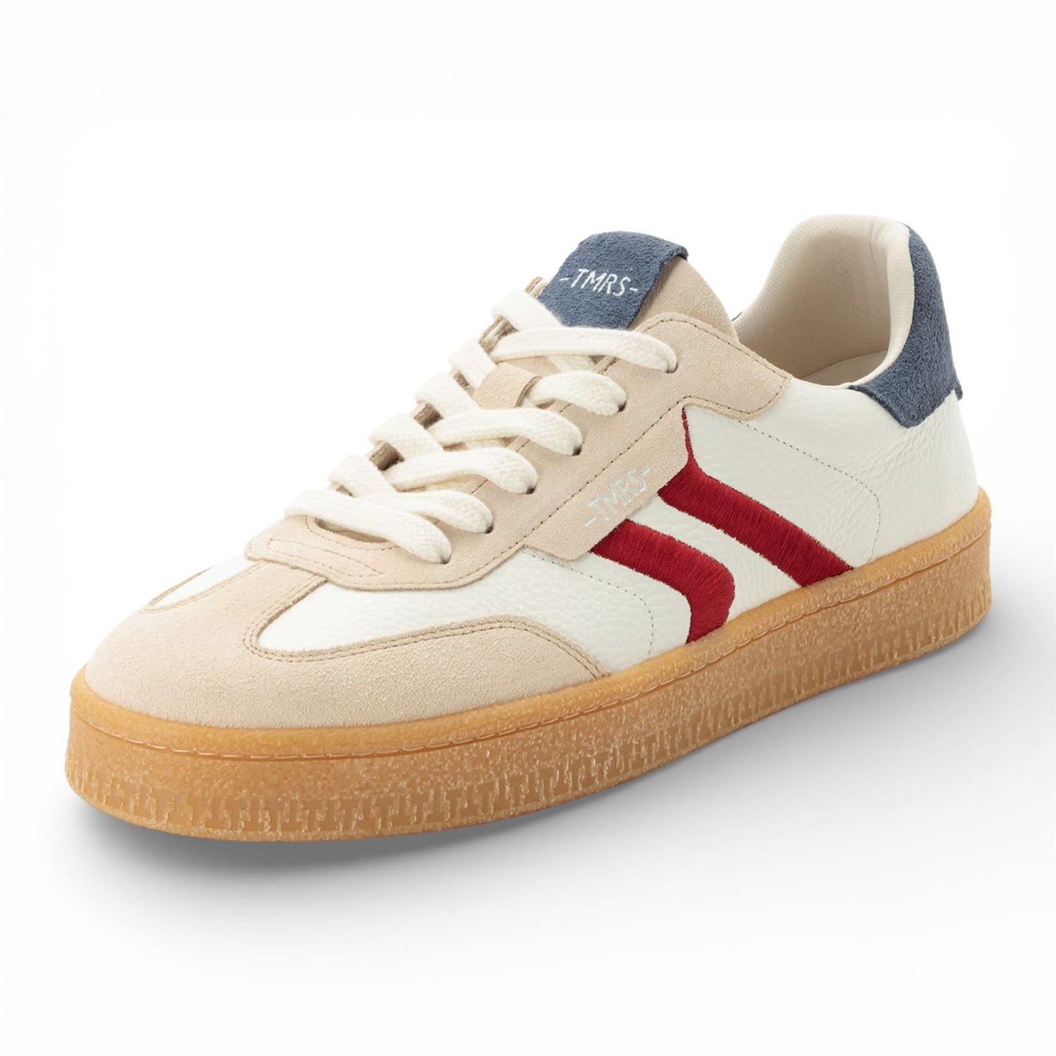 Tamaris Men’s Off White Leather Red Stripe Trainer Sneaker Shoes