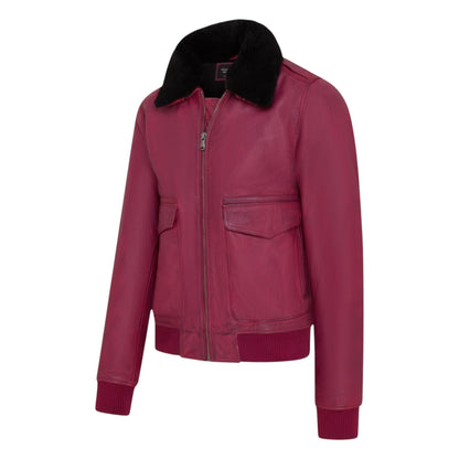 Mens Leather Aviator Bomber Jacket - Lunar