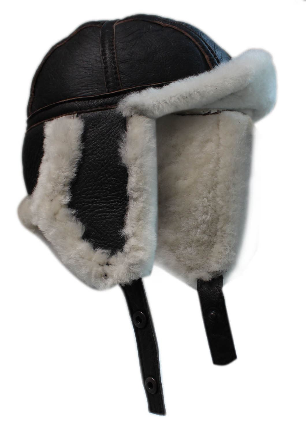 Mens RAF Aviator Sheepskin B-55 Trapper Hat