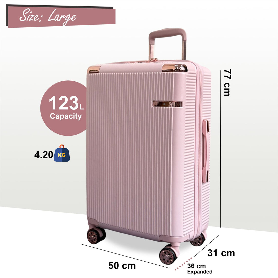 Cowra Large Hard Shell Suitcase in Rose Gold