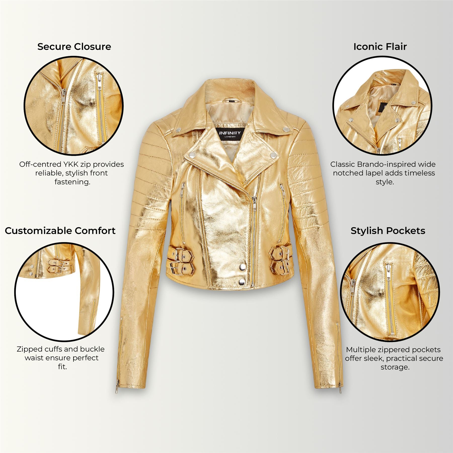 Womens Brando Cropped Leather Jacket-Longtown